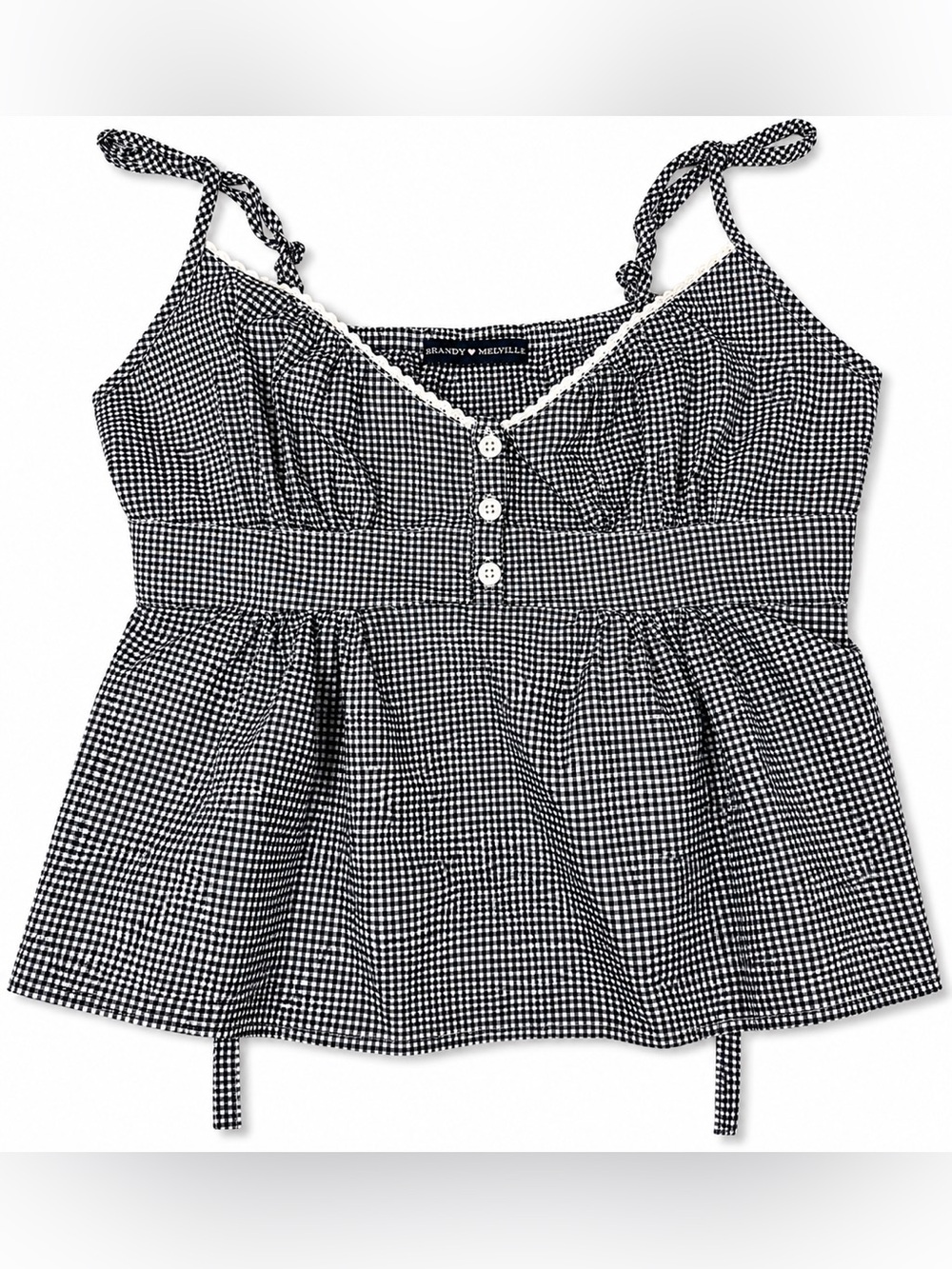 Brandy Melville XS Gingham Babydoll Tank Coquette Picnic Core Y2K Top